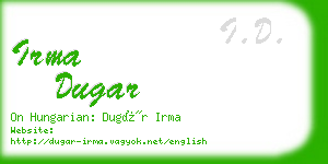 irma dugar business card